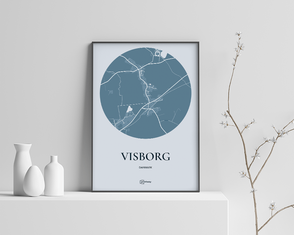 Visborg Bykort Plakat – Havblå 70x100 cm til hjemmet