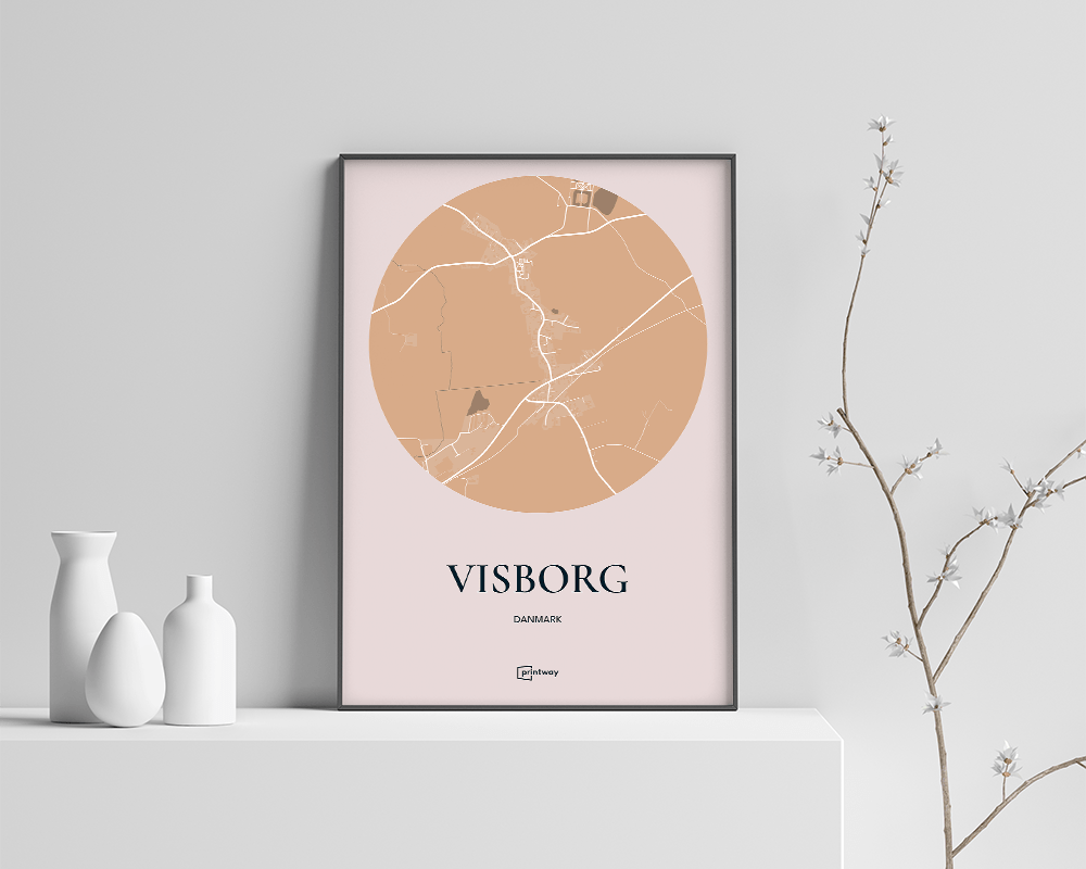 Visborg Bykort Plakat i Guld - 70x100 cm (B1)