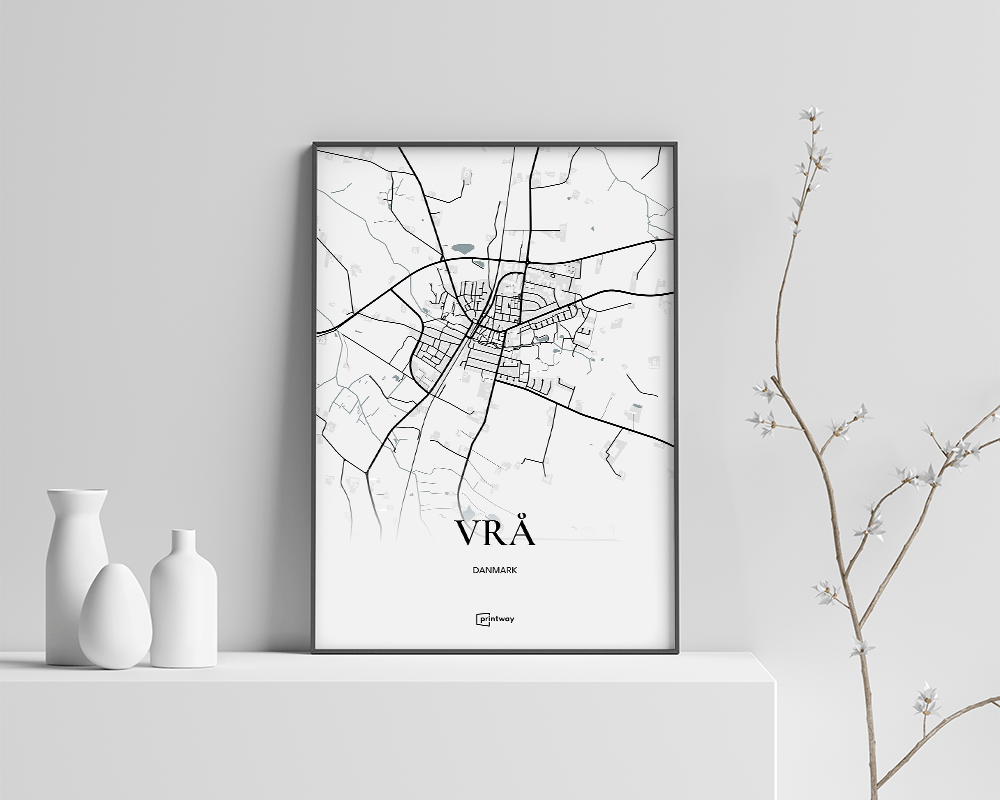 Vrå Bykort Plakat - Minimalistisk Design 35x50 cm