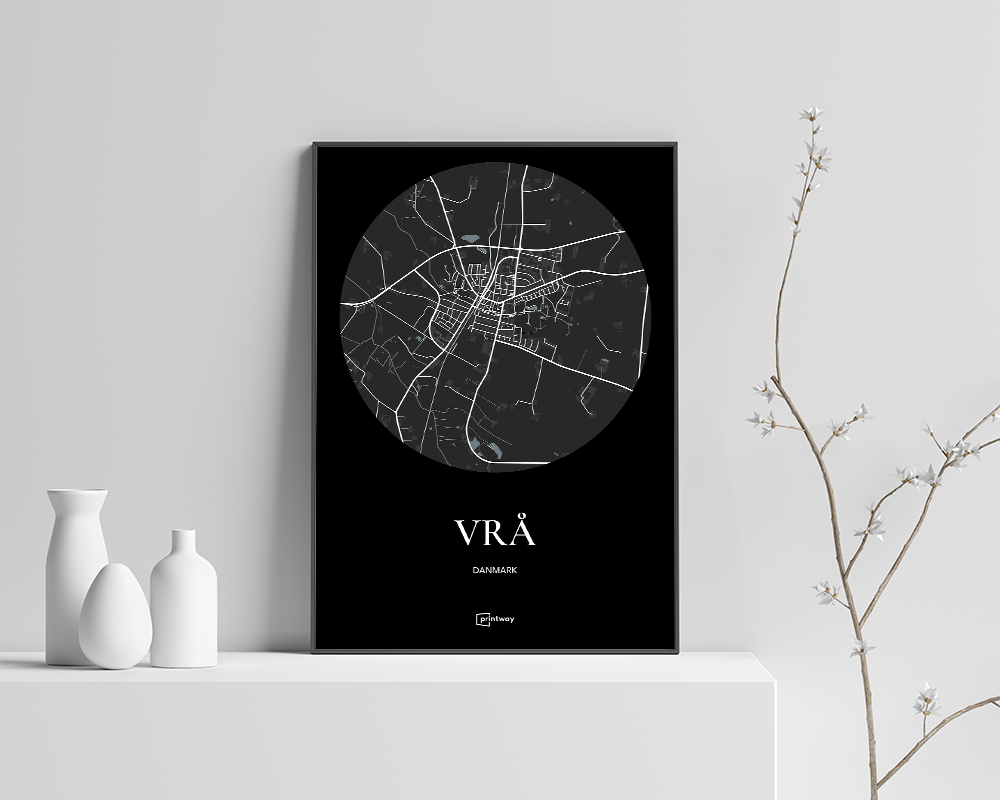 Vrå Bykort Plakat i Sort - Stilrent Design 70x100 cm