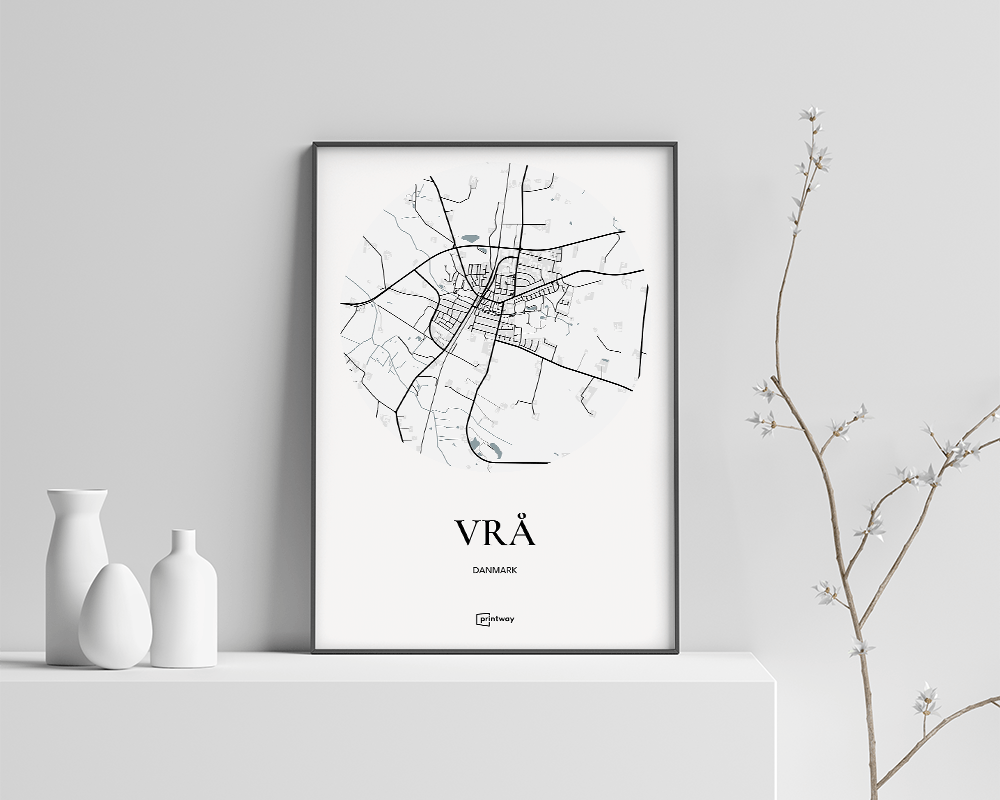 Vrå Bykort Plakat i Hvid - Stilrent Design 70x100 cm