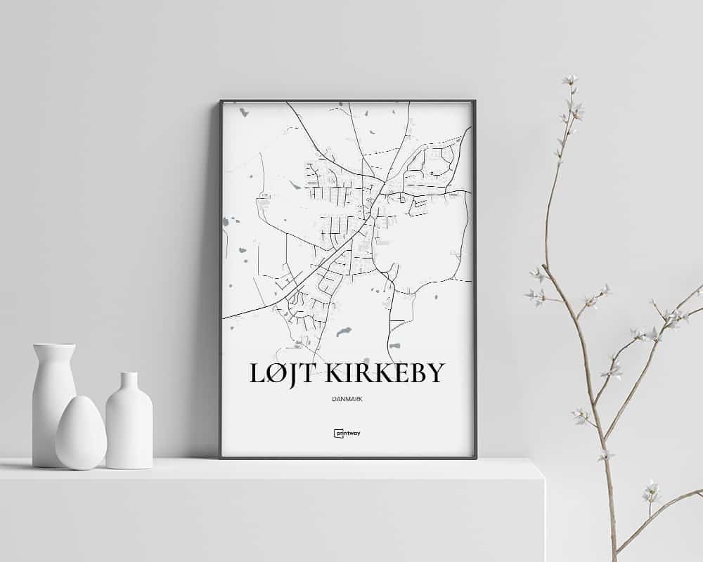 Løjt Kirkeby Plakat 21x30 cm - Minimalistisk Designtilbud