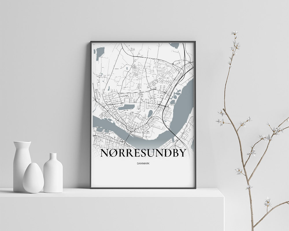 Nørresundby Plakat 70x100 cm – Minimalistisk Bykort