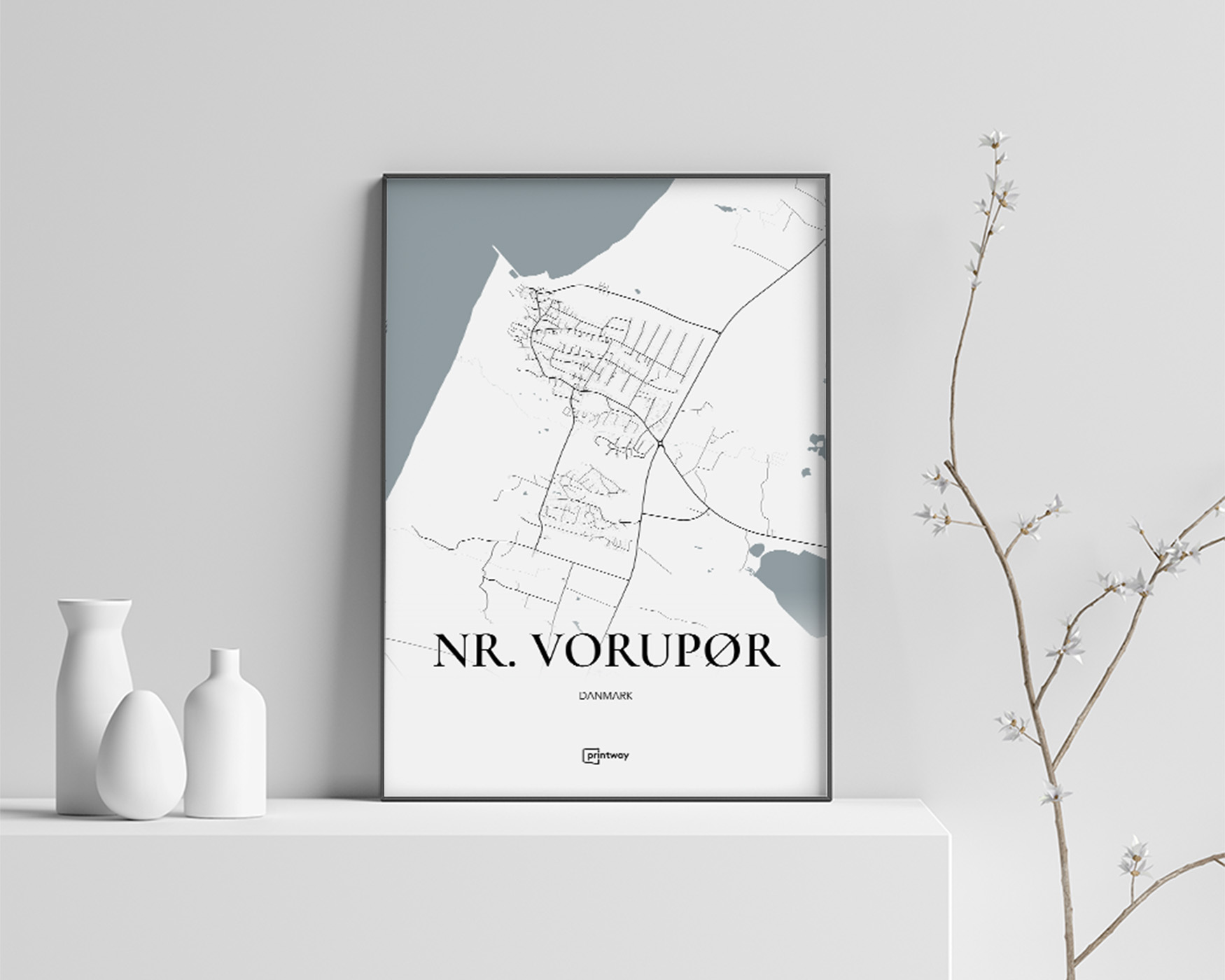 Nørre Vorupør Plakat A4 – Minimalistisk Bykort Design