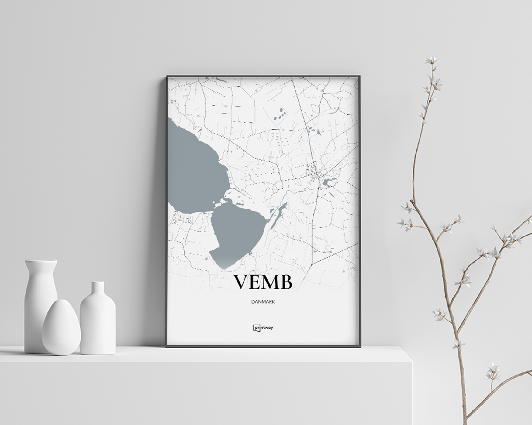 Vemb Bykort Plakat 21x30 cm – Elegant Minimalistisk Design
