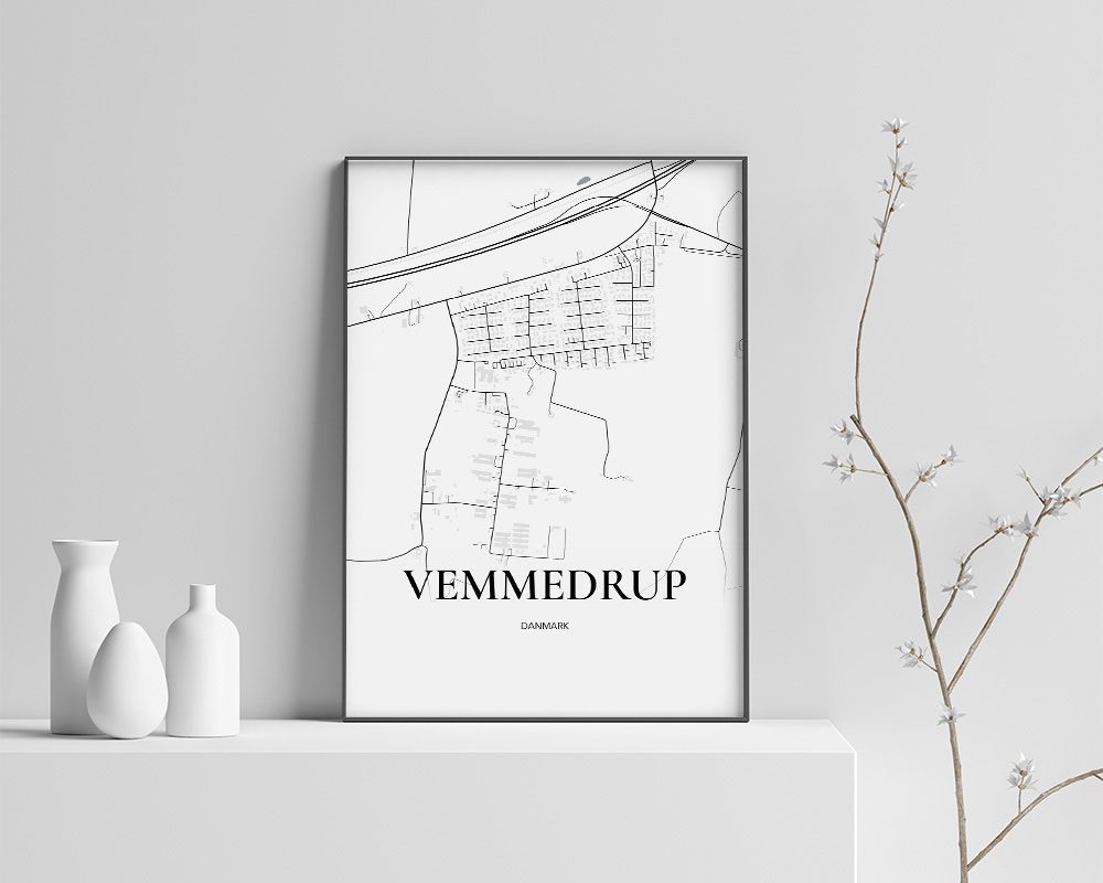 Vemmedrup Bykort Plakat 70x100 cm – Elegant Indretning