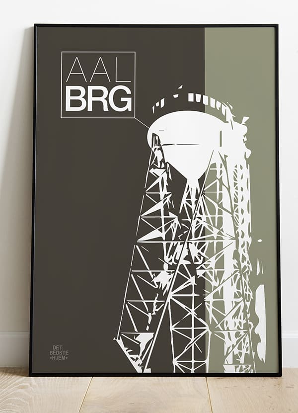 Aalborg Plakat med Aalborg Tårn - Tofarvet A4 21x29,7 cm