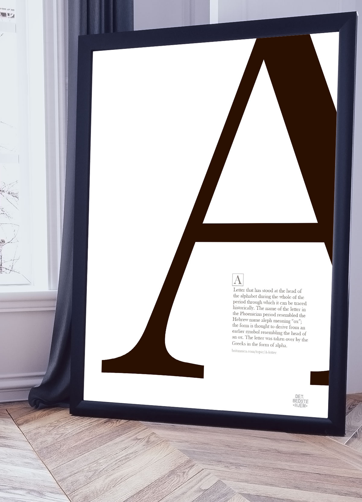 Stilfuld Plakat med Bogstav A – Grafisk Indretning til Stuen