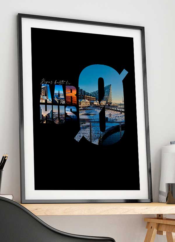 Aarhus Ø Plakat – Byens Bedste Liv (Sort) A4 21x29,7 cm
