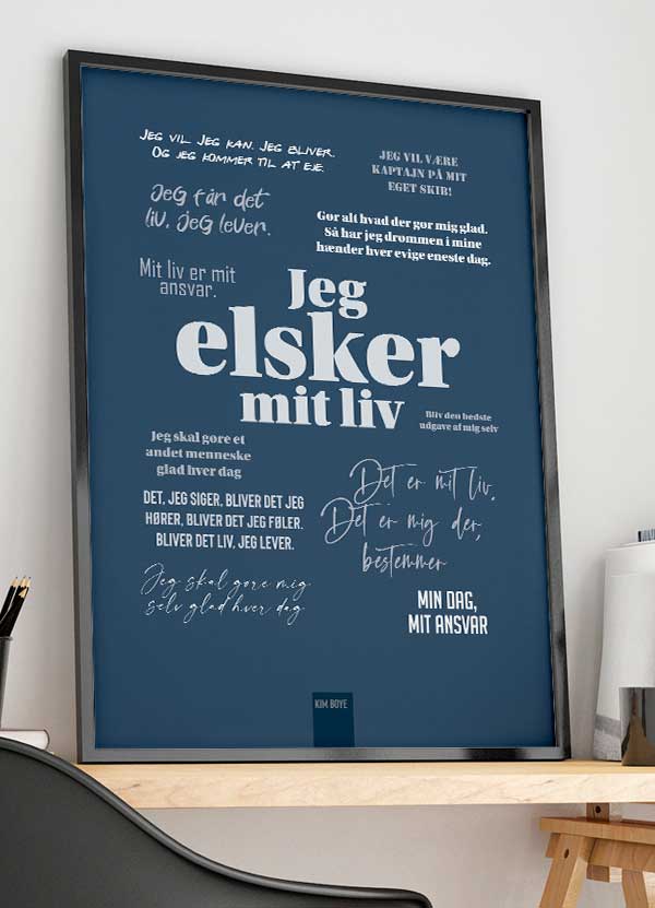Inspirerende Kim Boye Citatplakat - Blå A4