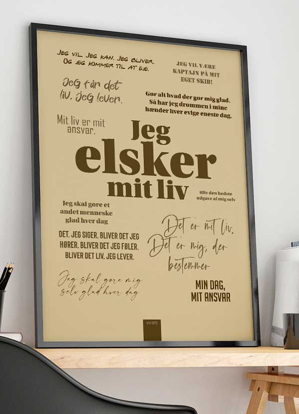 Kim Boye Citatplakat – Beige A4 – Inspirerende Ord 199 kr