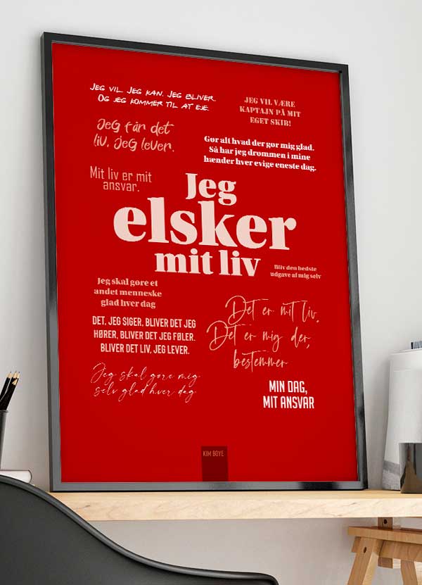 Inspirerende Citatplakat fra Kim Boye - Rød A4 199 kr.