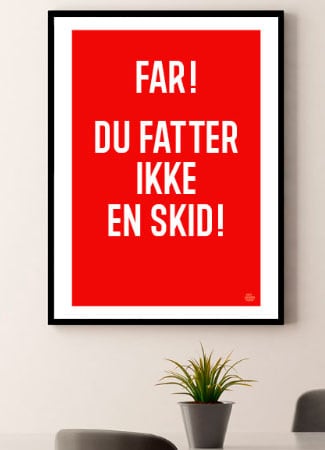 Fatter Ikke En Skid Plakat - A4 - Kr. 199,-