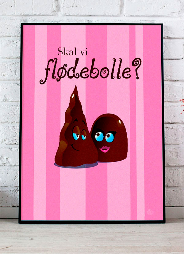 Flødebolle Plakat - Lyserød A4 - Sjov Opmuntring!