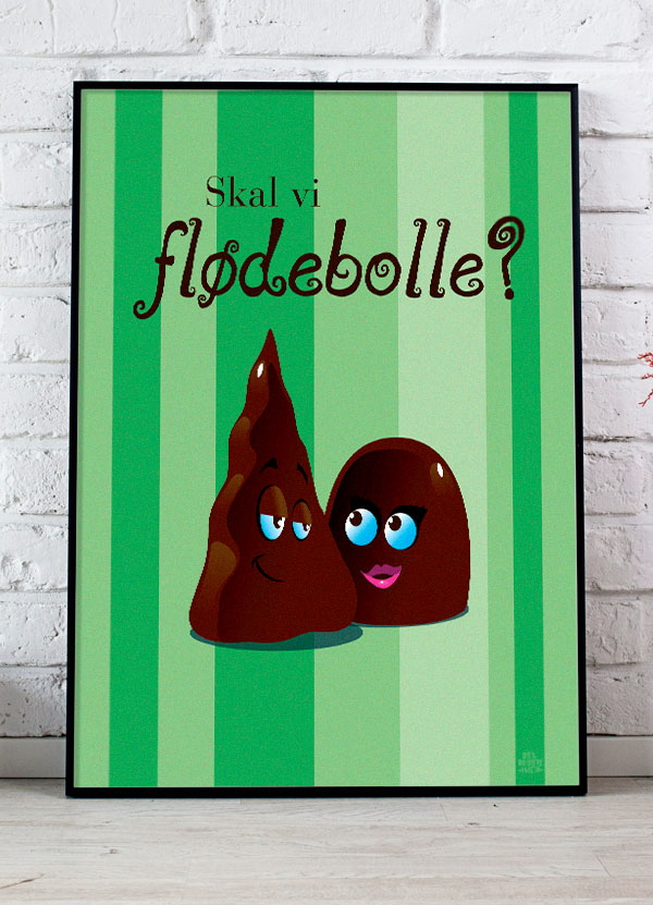 Skal vi flødebolle plakat – Grøn A4 – Sjov indretning