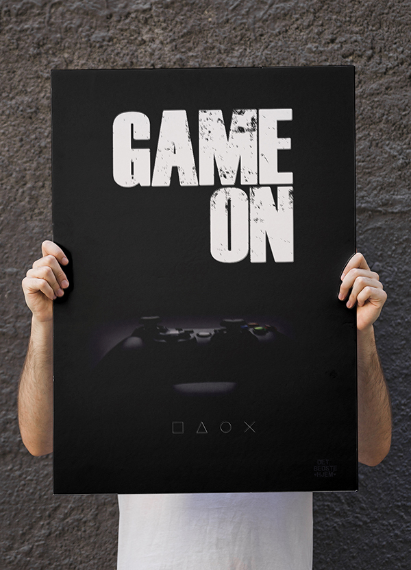 Game On – Gamer Plakat A4 med Sort Baggrund – Kr. 199,-