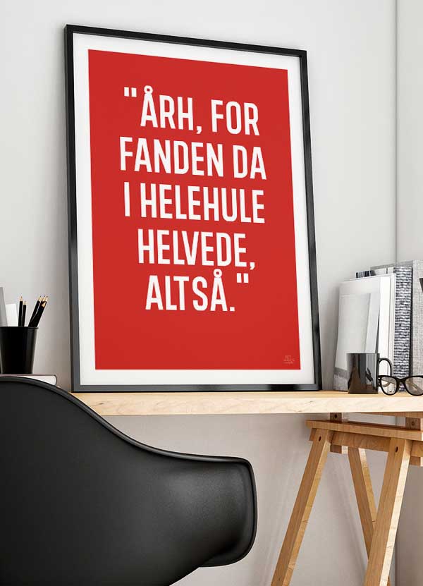 Årh for fanden-plakat (rød) – 21 x 29,7 cm til kun 199 kr.