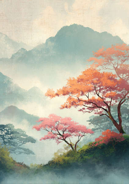 Japansk Plakat 81 - Stille Bjerge til Dit Hjem