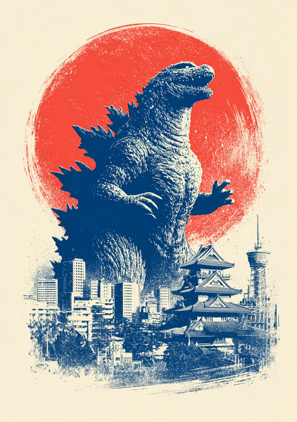 Japansk Plakat 88 – Godzilla Rising Sun til salg!