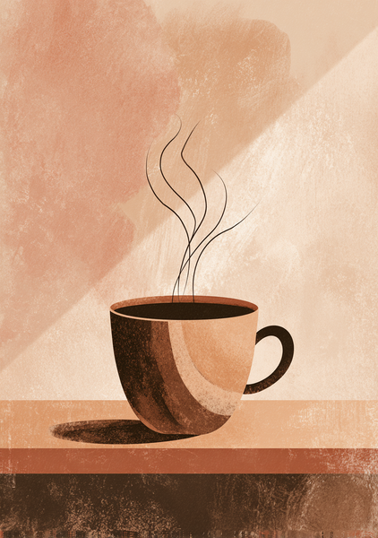 Minimalistisk Kaffeplakat med Varm Kaffekop