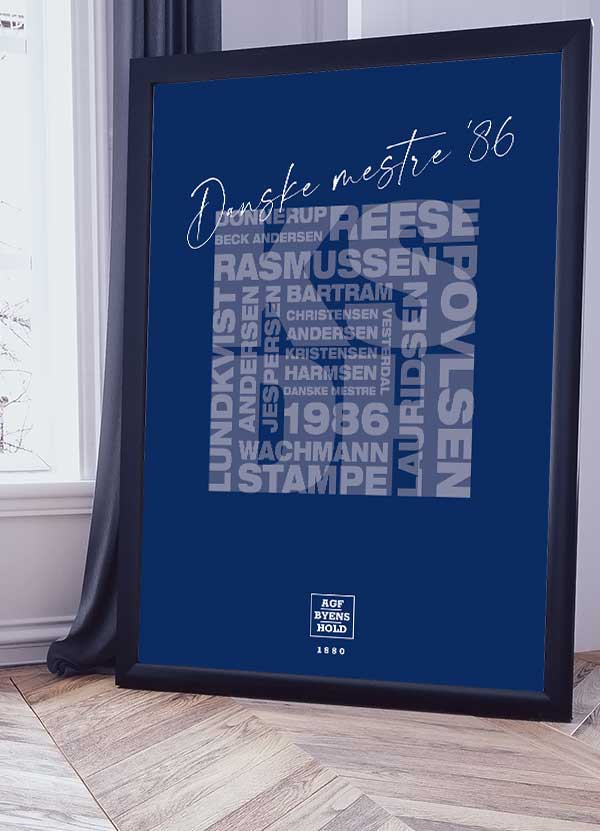 AGF Plakat – Danske Mestre 1986 Fodboldhistorie A4