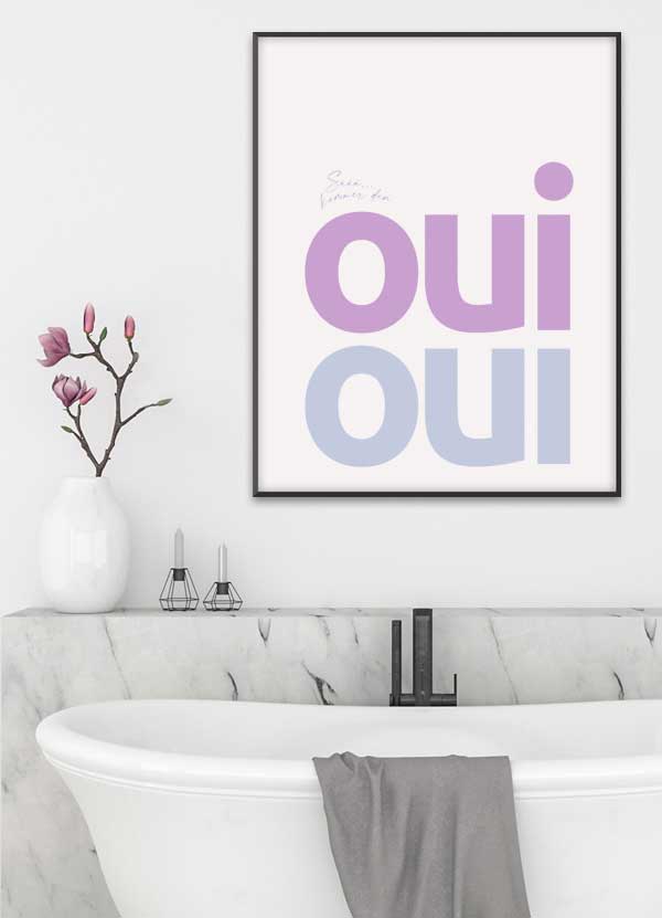 Toiletplakat "Oui Oui" - Sjov indretning til dit toilet