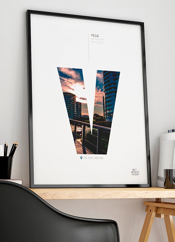 Vejle Plakat - De Fem Søstre - Smuk Boligindretning