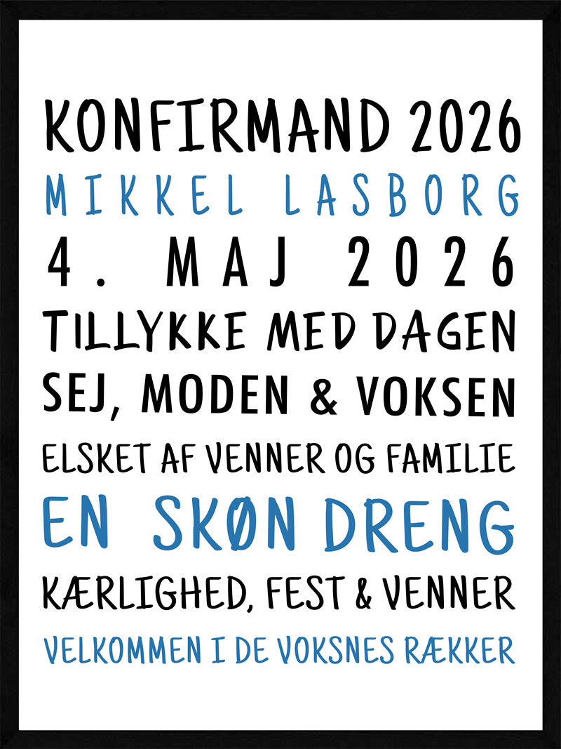Konfirmand plakat dreng version