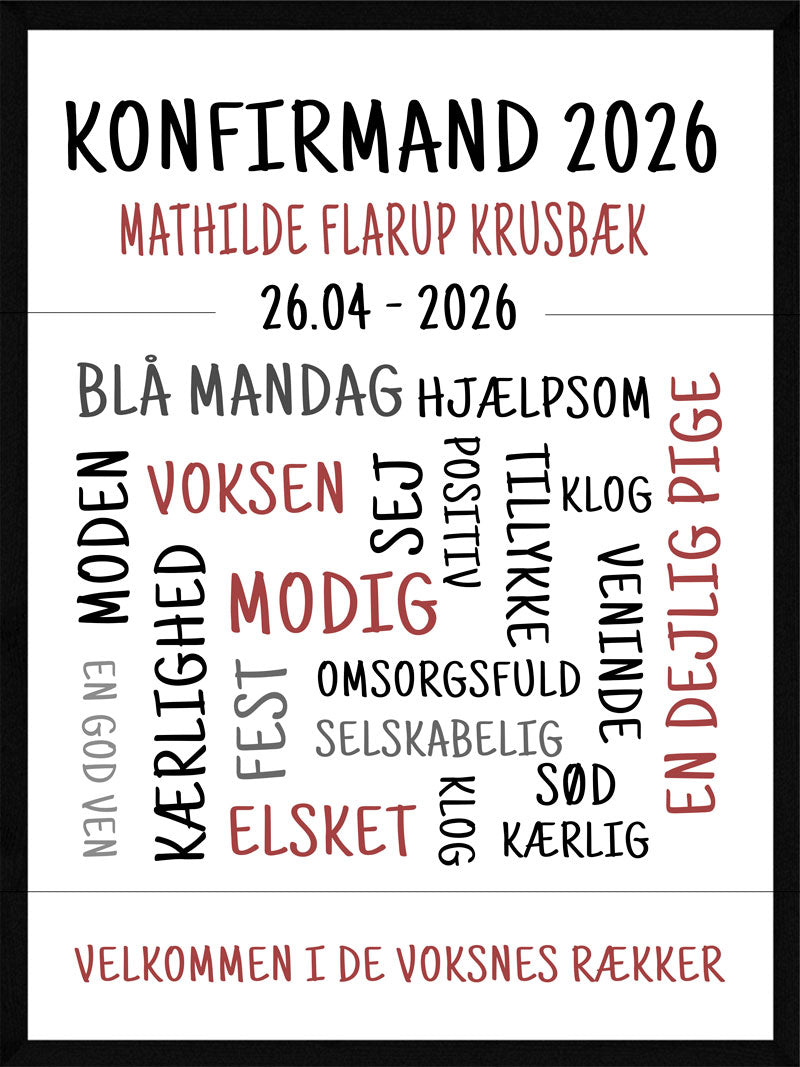 Konfirmand plakat / pige