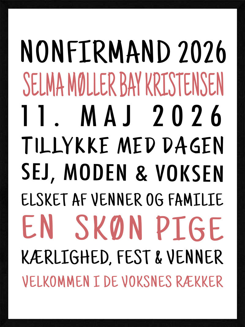 Nonfirmand plakat pige version